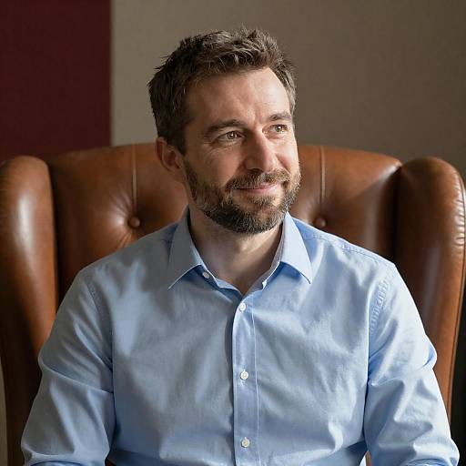 Sunlit Portrait of a Middle-Aged Man