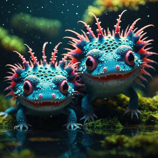 Colorful Axolotls in Murky Waters Colorful Axolotls in Murky Waters