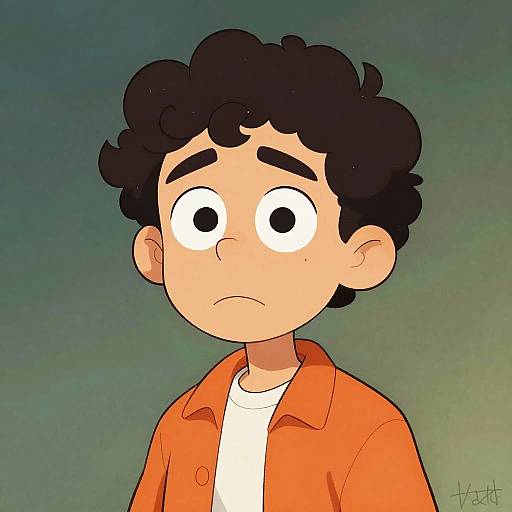 Sad Cartoon Man with Expressive Eyes