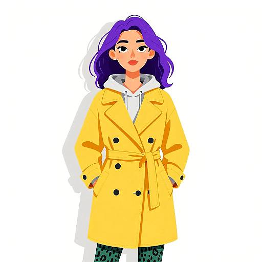 Stylish Woman in Casual Mustard Coat