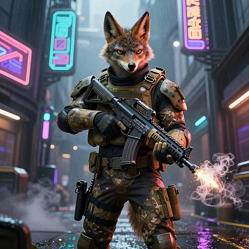 Armored Desert Jackal Cyberpunk Commando