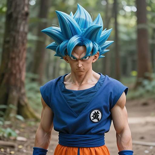 Young Boy as Goku in Blue Costume