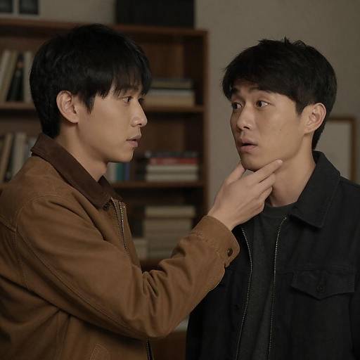 Gentle Chin Hold in Dim Room