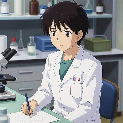 Determined Scientist in Dramatic Anime Lab