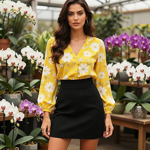 Chic Woman in Orchid Garden