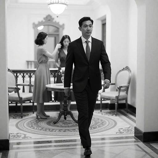 Elegant Black-and-White Street Scene