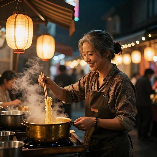 Night Market Noodle Vendor Portrait