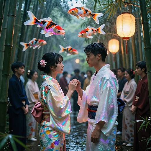 Neon Samurai Holographic Kimono Duel