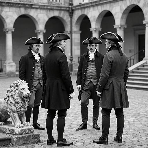 18th Century Men in Courtyard Setting