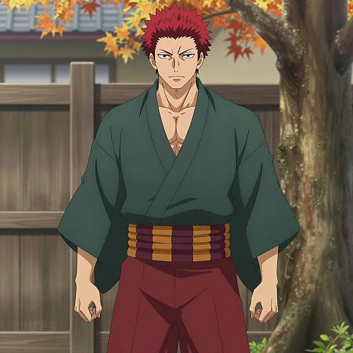 Muscular Man in Traditional Japanese Kimono