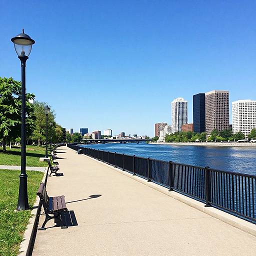 Panoramic Cityscape from Park Pathway