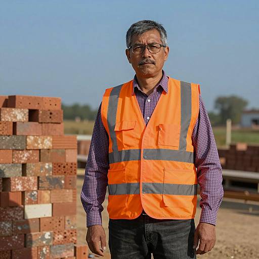 Middle-aged Man in Construction Safety Vest