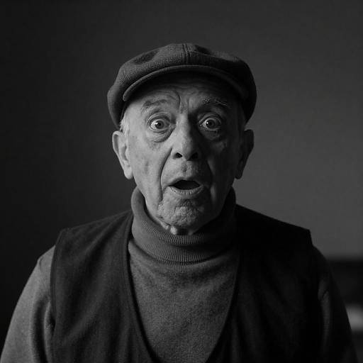 Dramatic Black-and-White Shocked Elderly Man