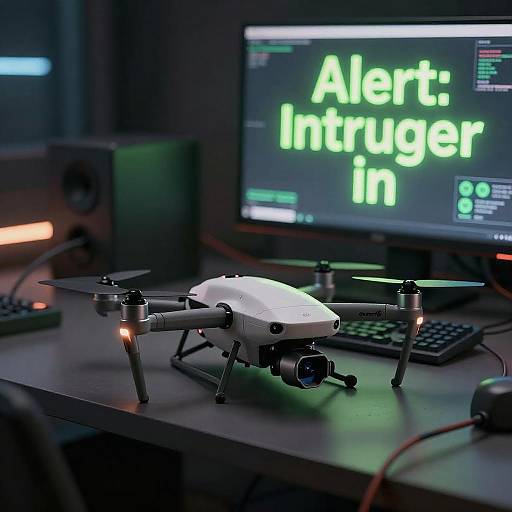 Cinematic AI Drone in Cyberpunk Studio