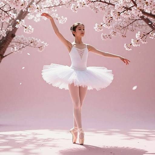 Young Ballerina in Sakura Petals