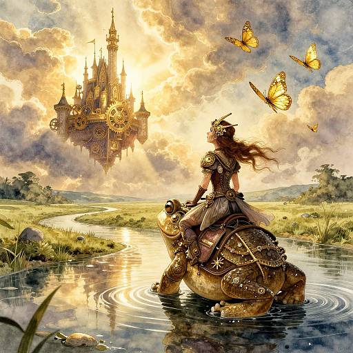 Steampunk Fantasy Woman on Toad