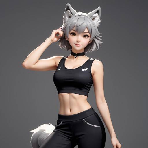 Athletic Wolf Girl in Contemplation Athletic Wolf Girl in Contemplation