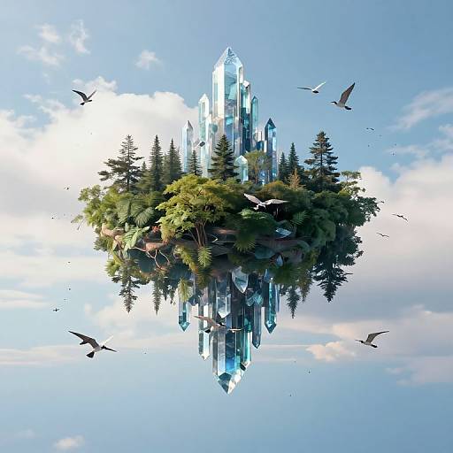 Surreal Crystalline Spire and Inverted Forest