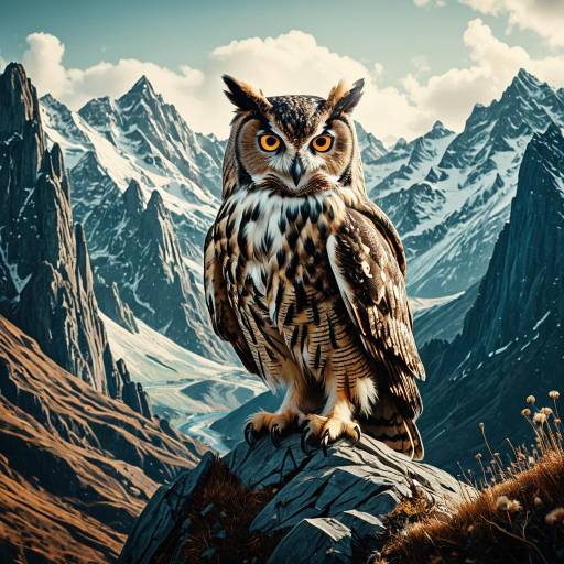 Mystical Owl in Hypermaximalist Mountains