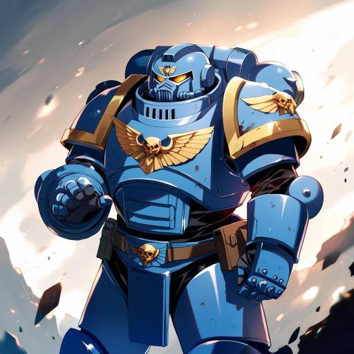 Illustration of Adeptus astartes, warhammer 40k in the style of Suimya