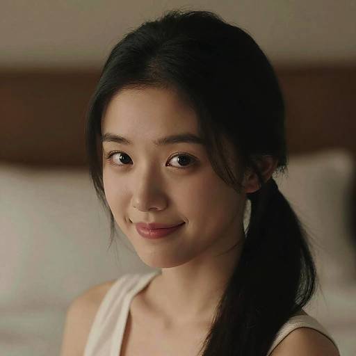 Portrait of Young Asian Woman with Ponytail