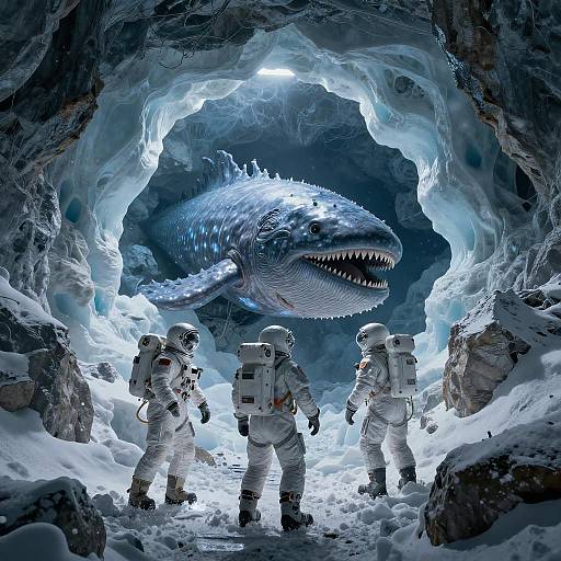 Astronauts Discover Bioluminescent Ice Leviathan in Alien Ice Cave