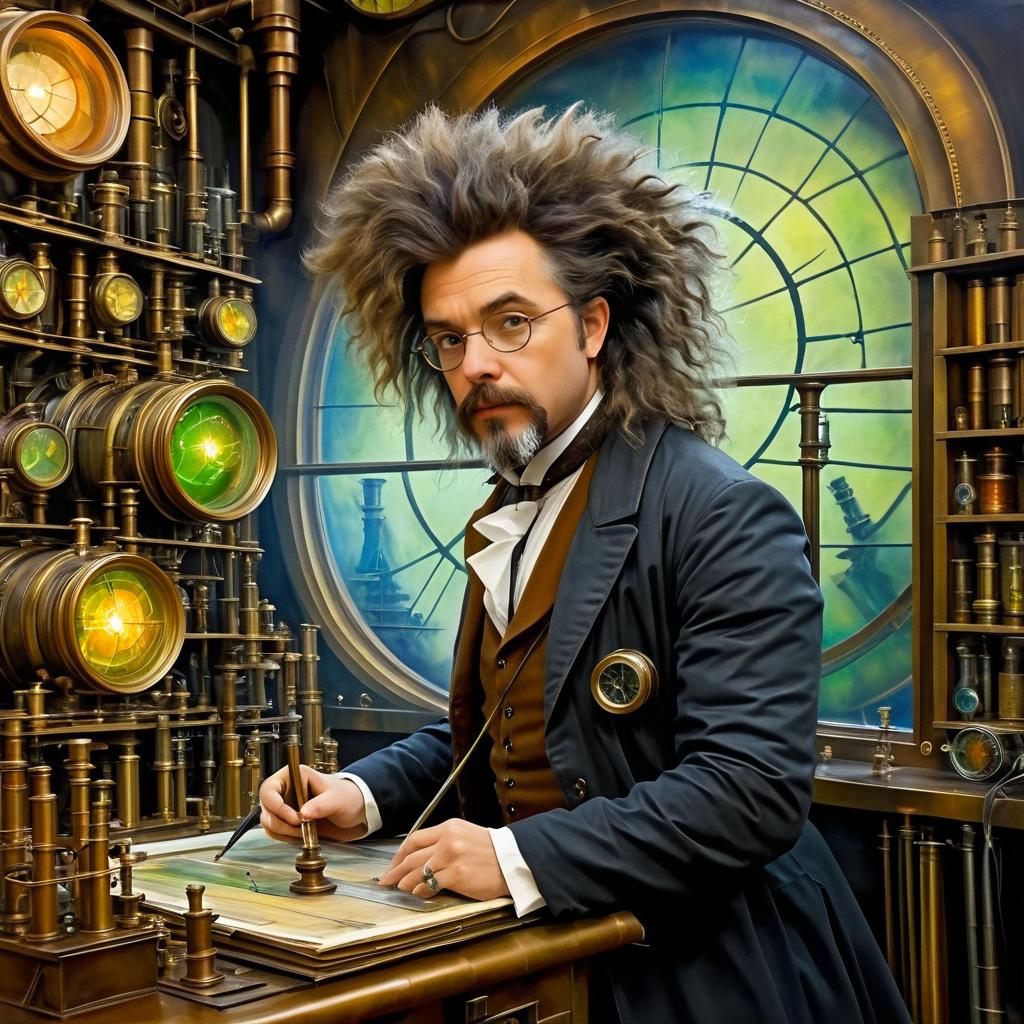 Steampunk Scientist in a Time-Travel Lab