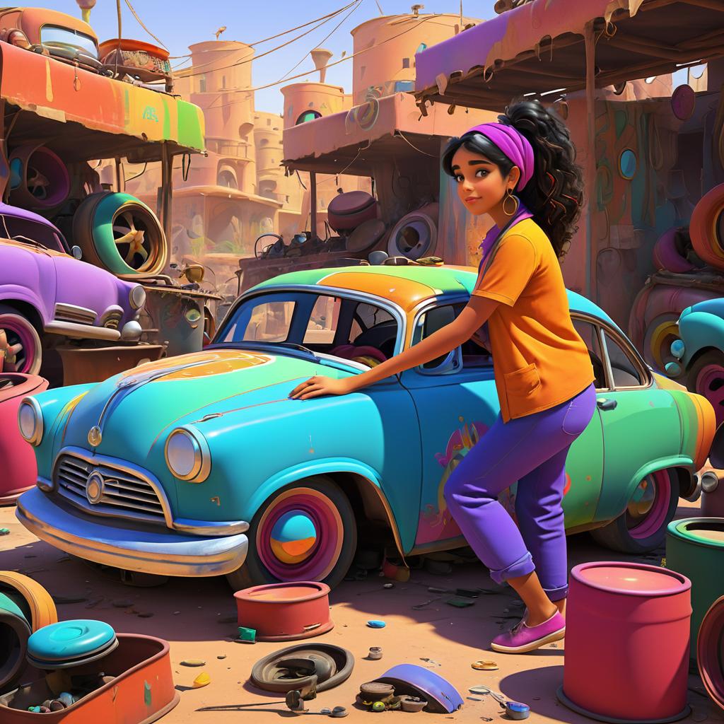 Colorful Mural of Middle-Eastern Girl's Journey