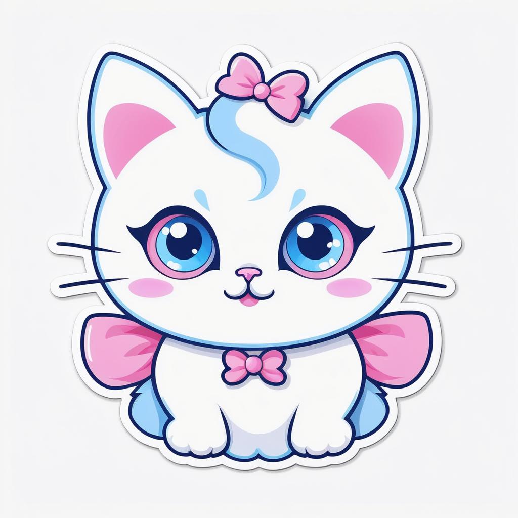 Cute Kawaii Cat Die-Cut Sticker Design