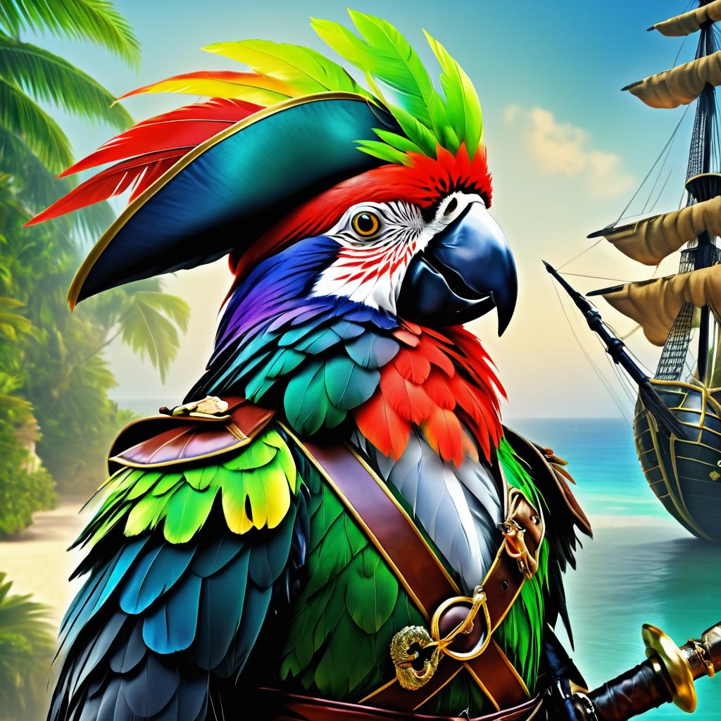 Pirate Parrot in Elegant Digital Painting