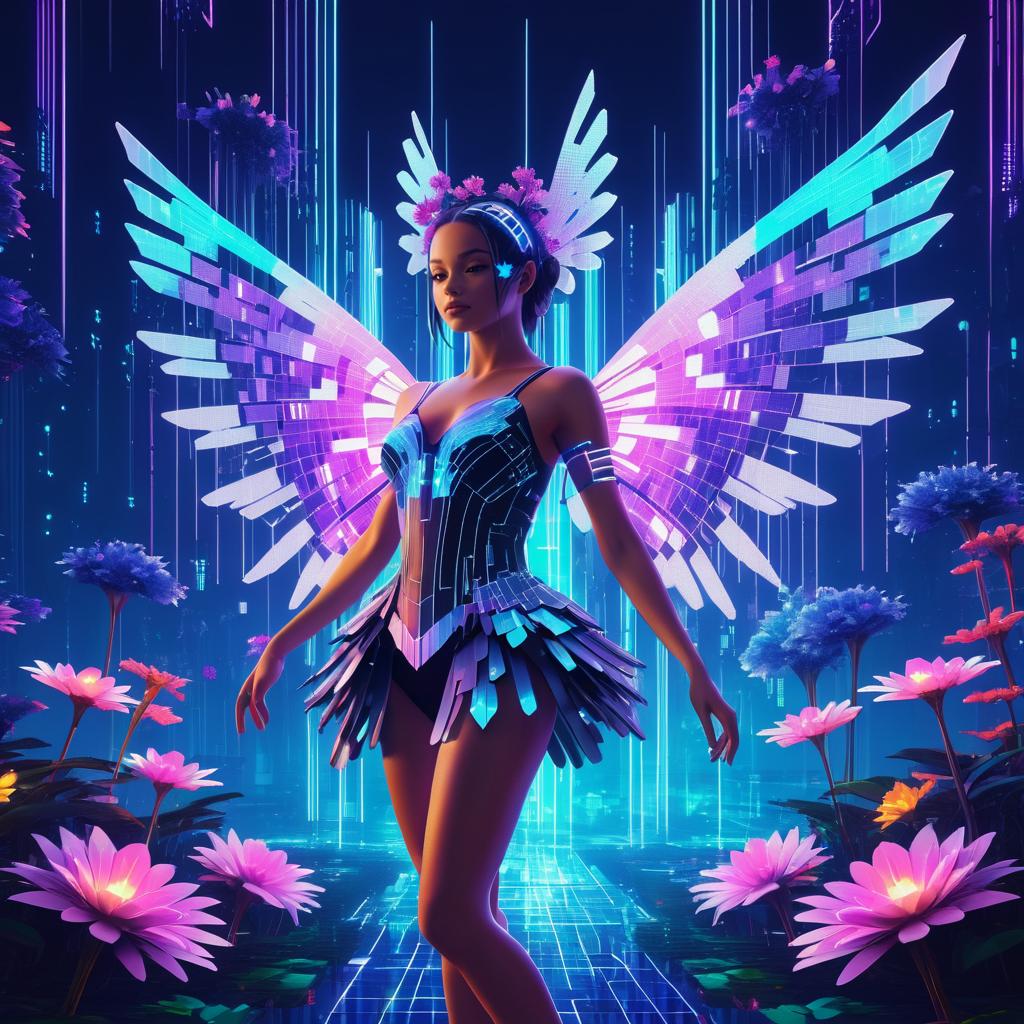 Cyberpunk Fairy in a Digital Wonderland