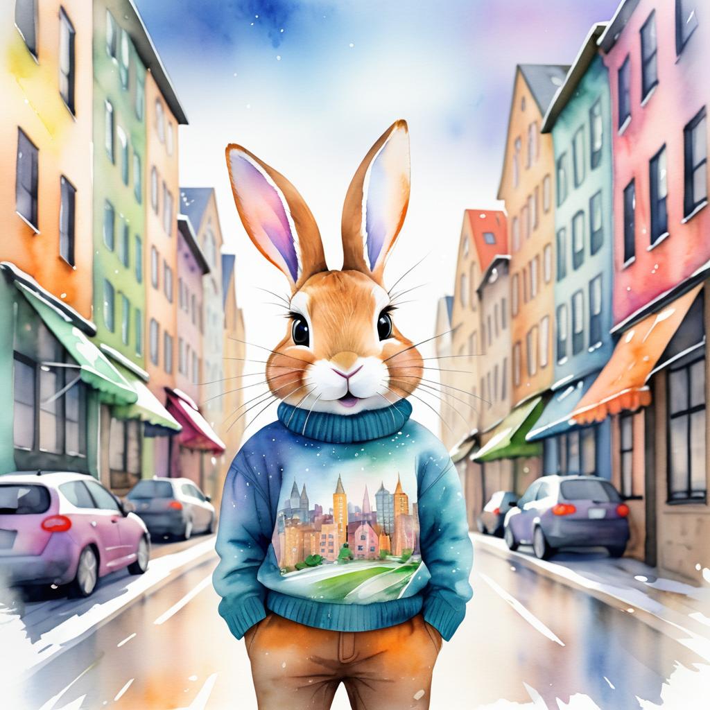 Whimsical Rabbit in Cozy Sweater