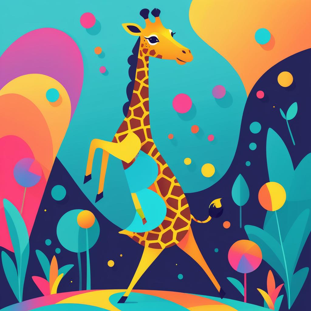 Colorful Cartoon Giraffe Book Cover Design