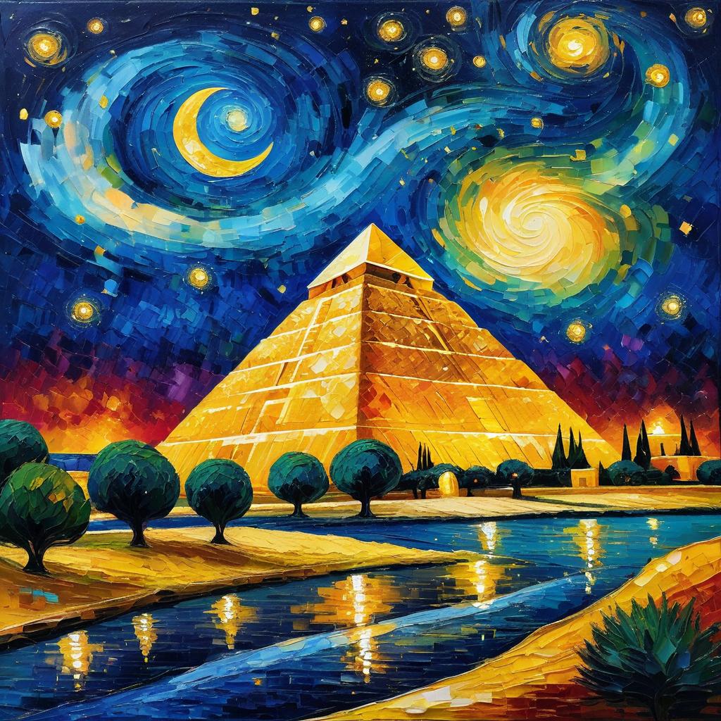 Pyramids of Giza in Van Gogh Style