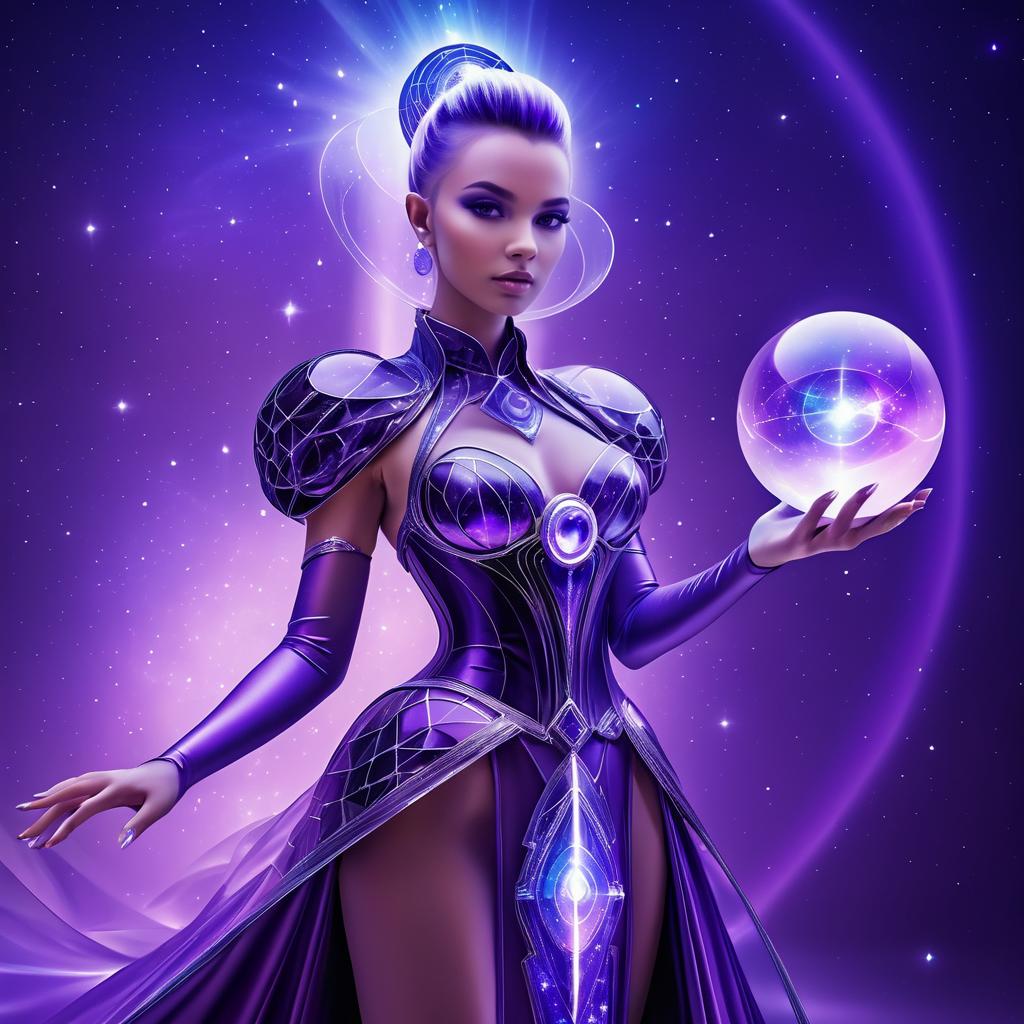 Futuristic Galactic Sorceress with Orb