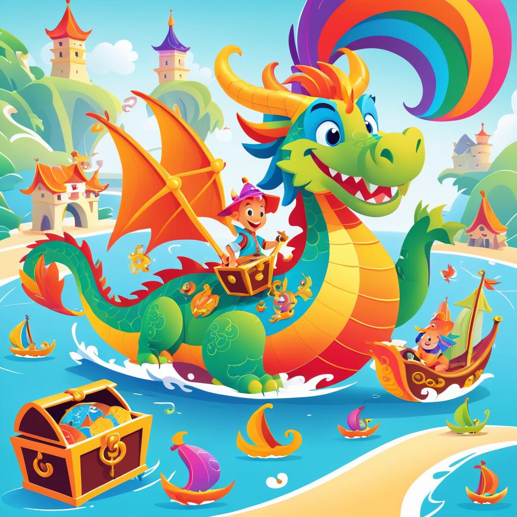 Playful Cartoon Dragon Adventure Scene