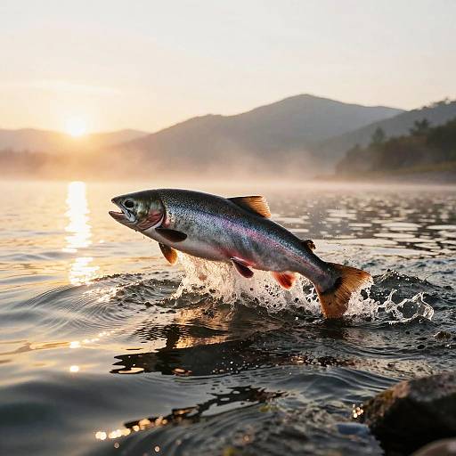 Salmon Leaping at Sunrise
