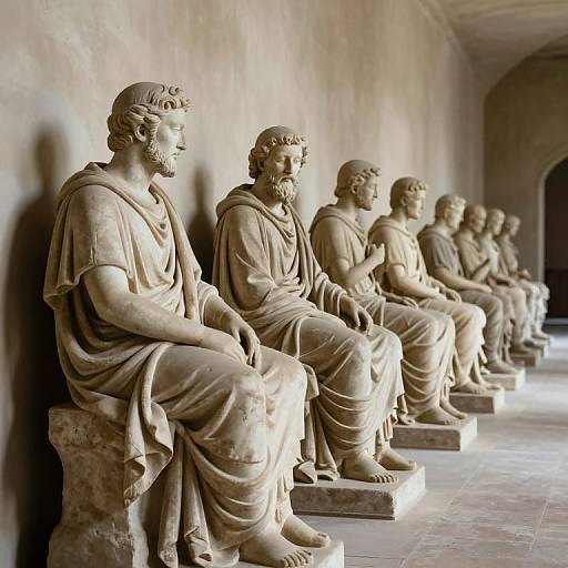 Timeless Corridor of Ancient Statues