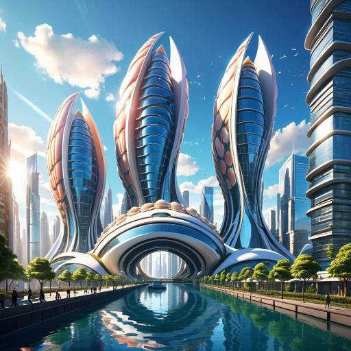 Futuristic Seashell Building in Urban Skyline Futuristic Seashell Building in Urban Skyline