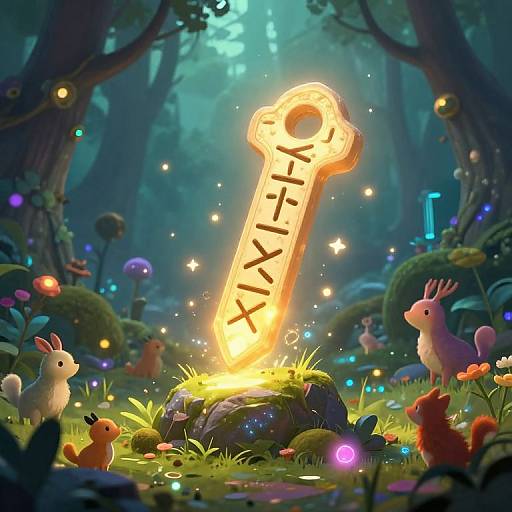 CGI forest scene with glowing 