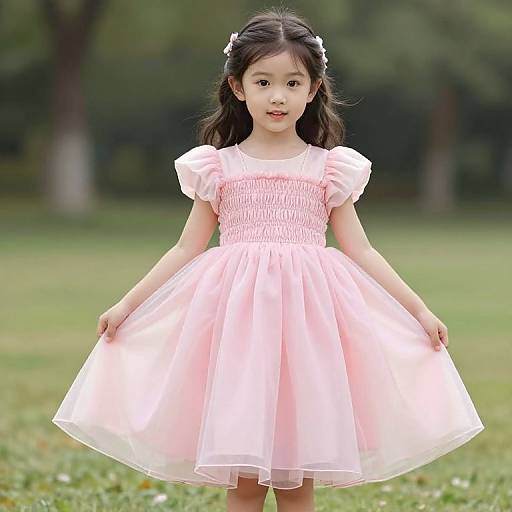 Young Girl in Pink Princess Dress