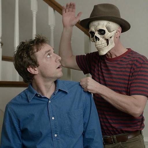 Intense Staircase Encounter Between Two Men