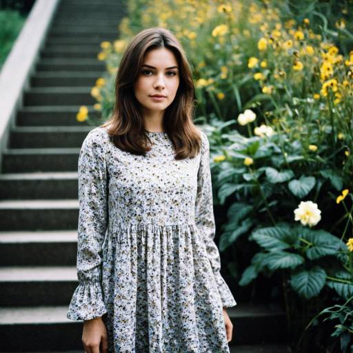 Young woman in floral frock outdoors