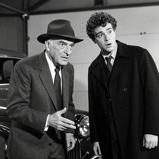 Vintage Garage Encounter in Black and White