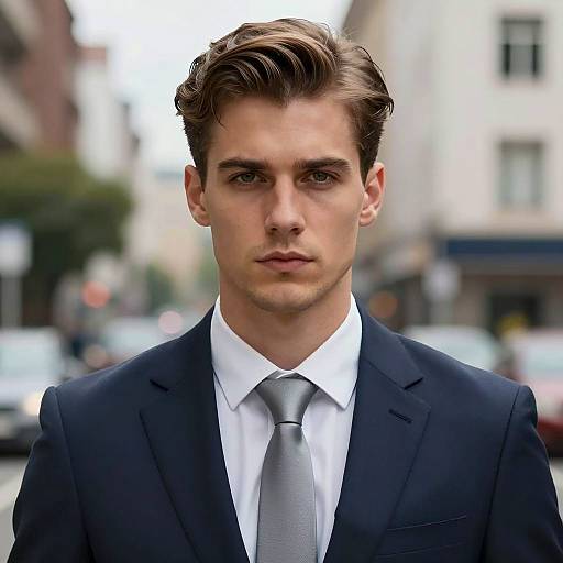 Photorealistic Young Man in Suit Attire