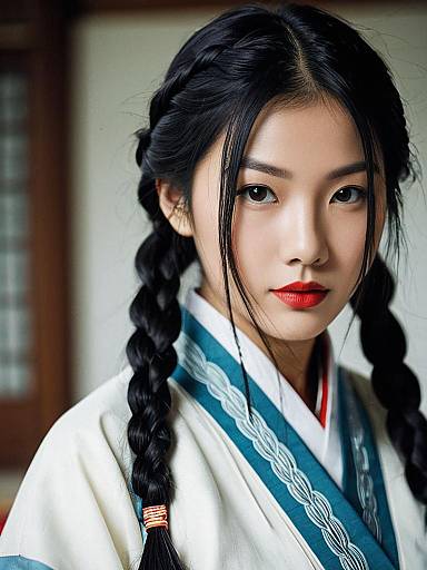Realistic Portrait of Korean Girl in Costume