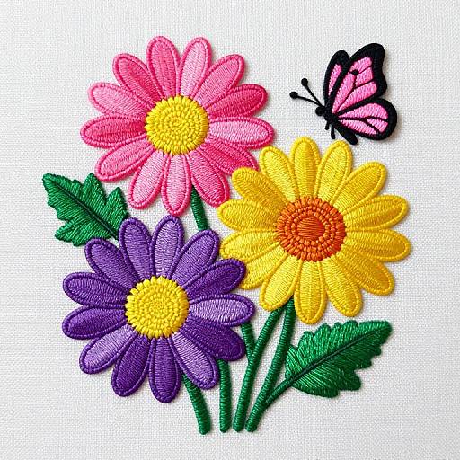 Vibrant Daisy Floral Appliqué Design