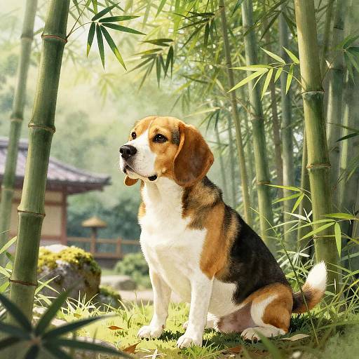Japanese Beagle in Serene Bamboo Forest