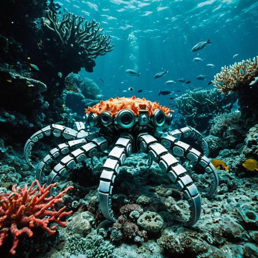 Futuristic Robotic Crab on Seabed