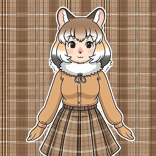 Illustration of Black-tailed prairie dog (kemono friends), kemono friends in the style of Tarakanovich